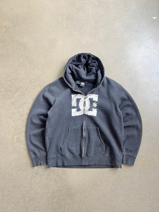 Vintage Black DC Shoes Zip Up Hoodie - L