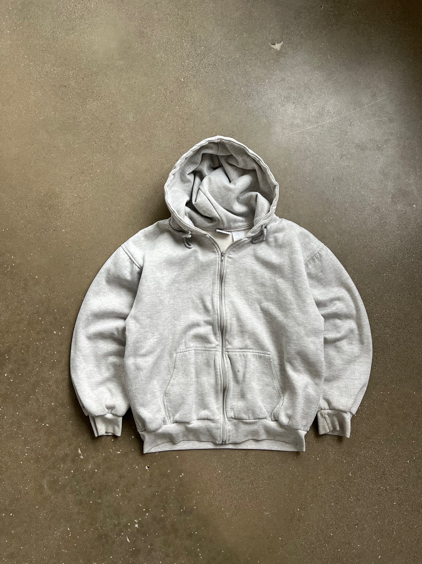 Vintage White Blank Zip Up Hoodie - L