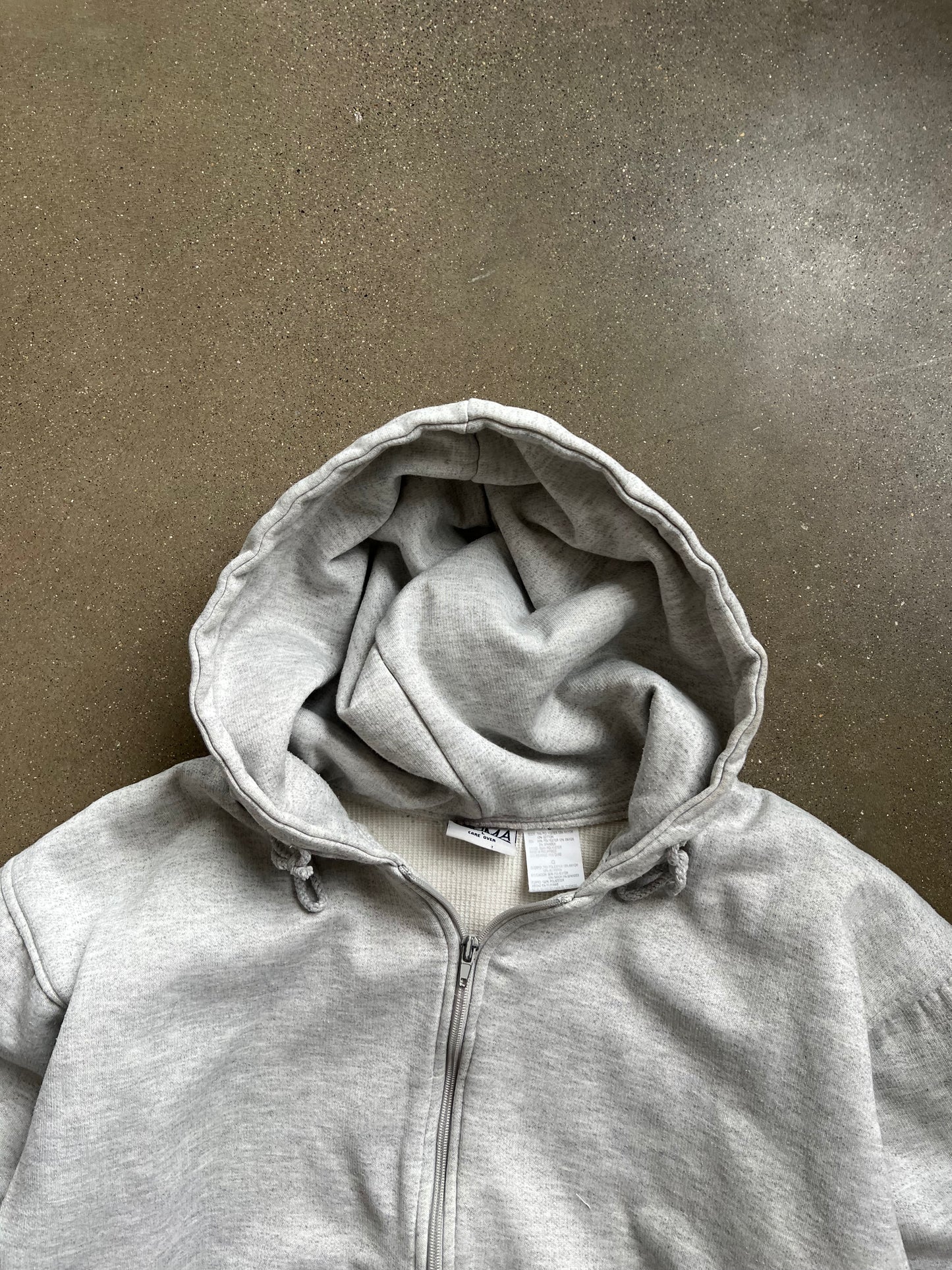 Vintage White Blank Zip Up Hoodie - L