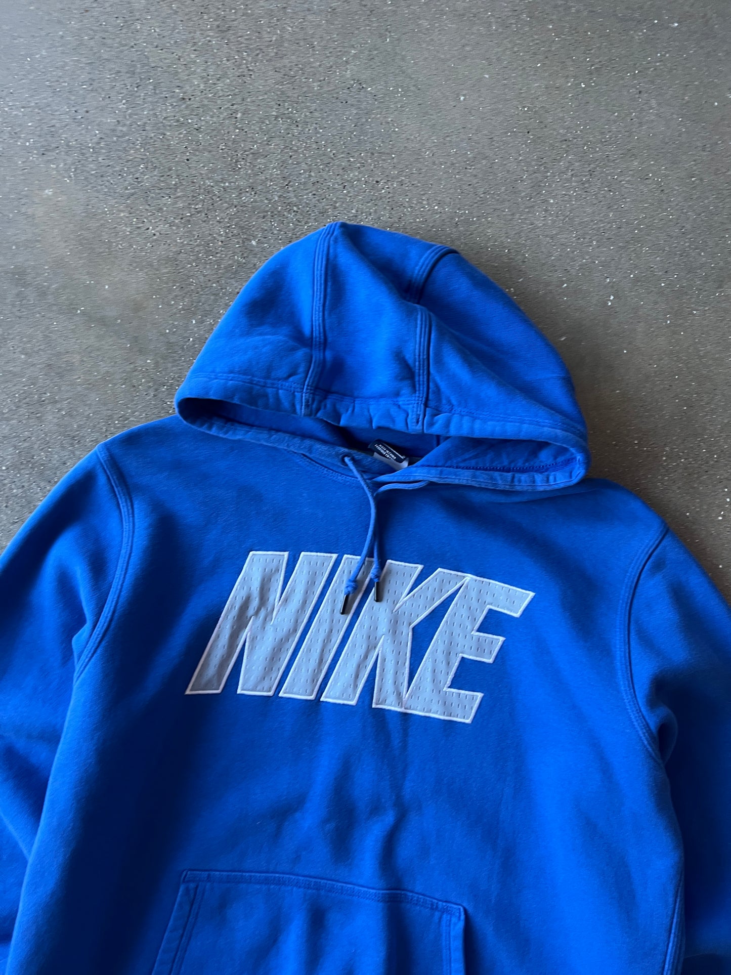 Vintage Sky Blue Nike Spellout Hoodie - L