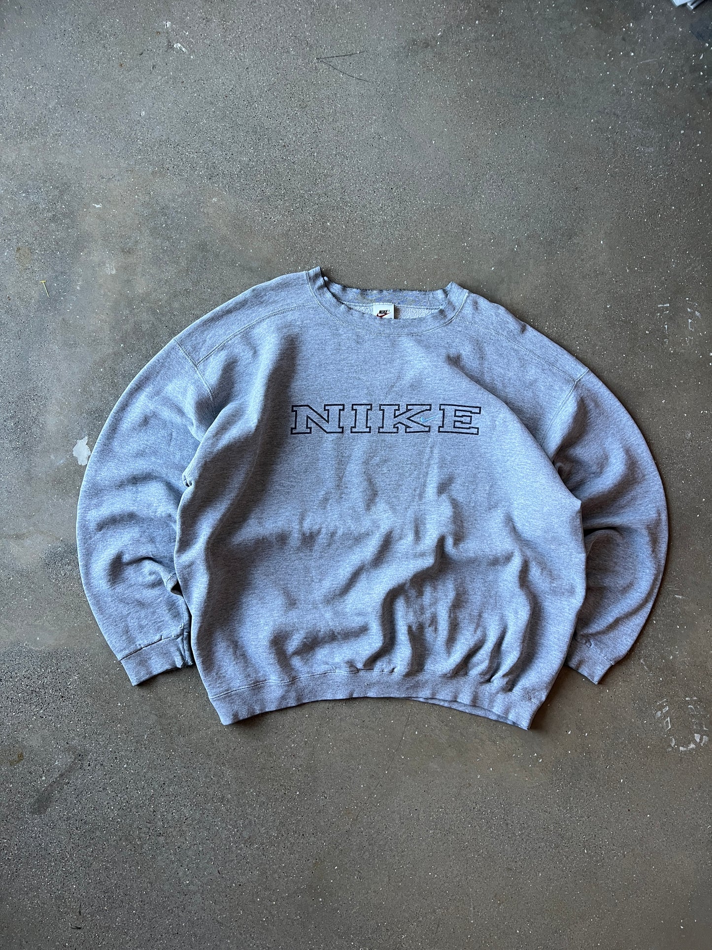 Vintage Grey Nike Spellout Crew - XL
