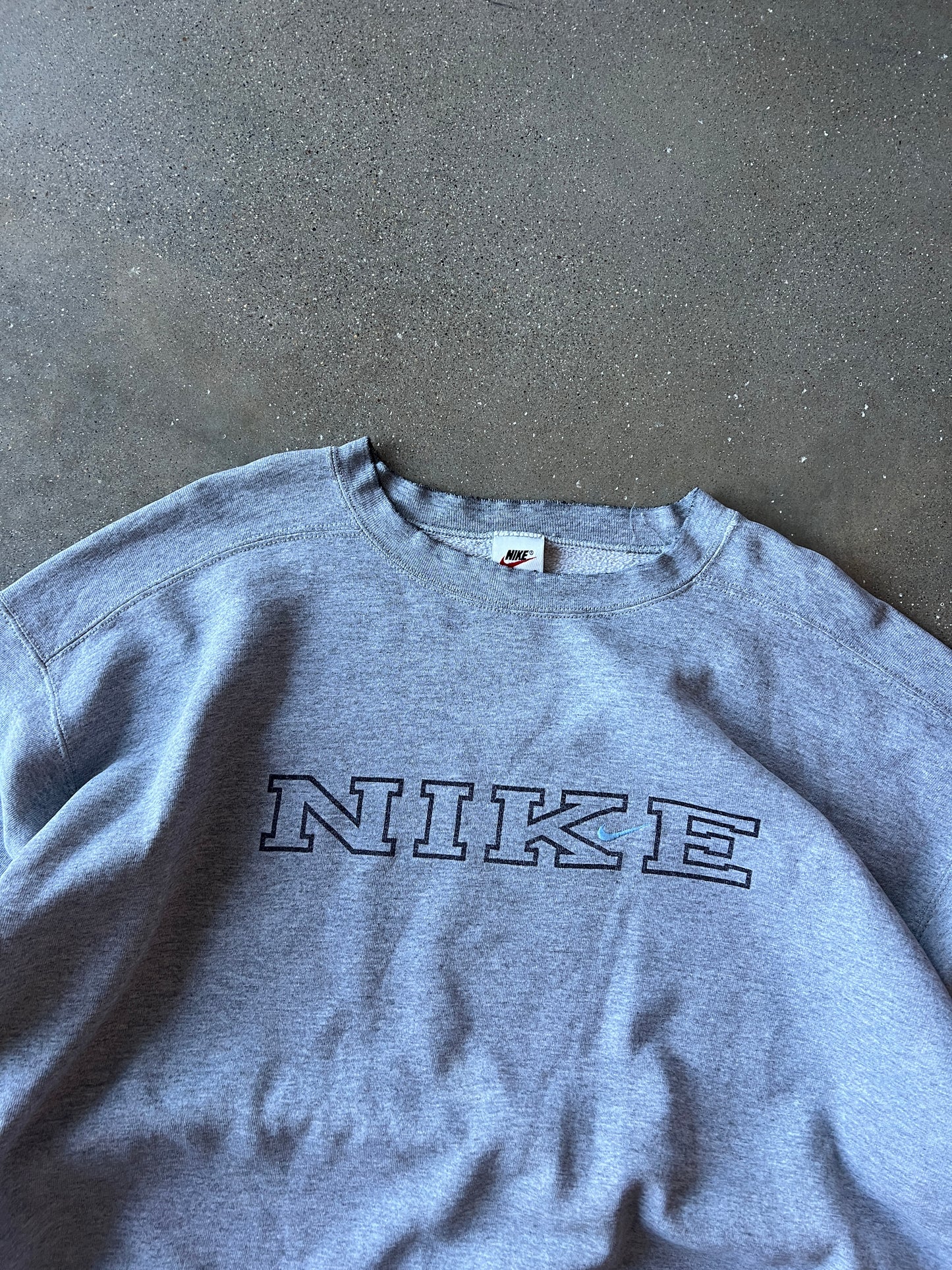 Vintage Grey Nike Spellout Crew - XL