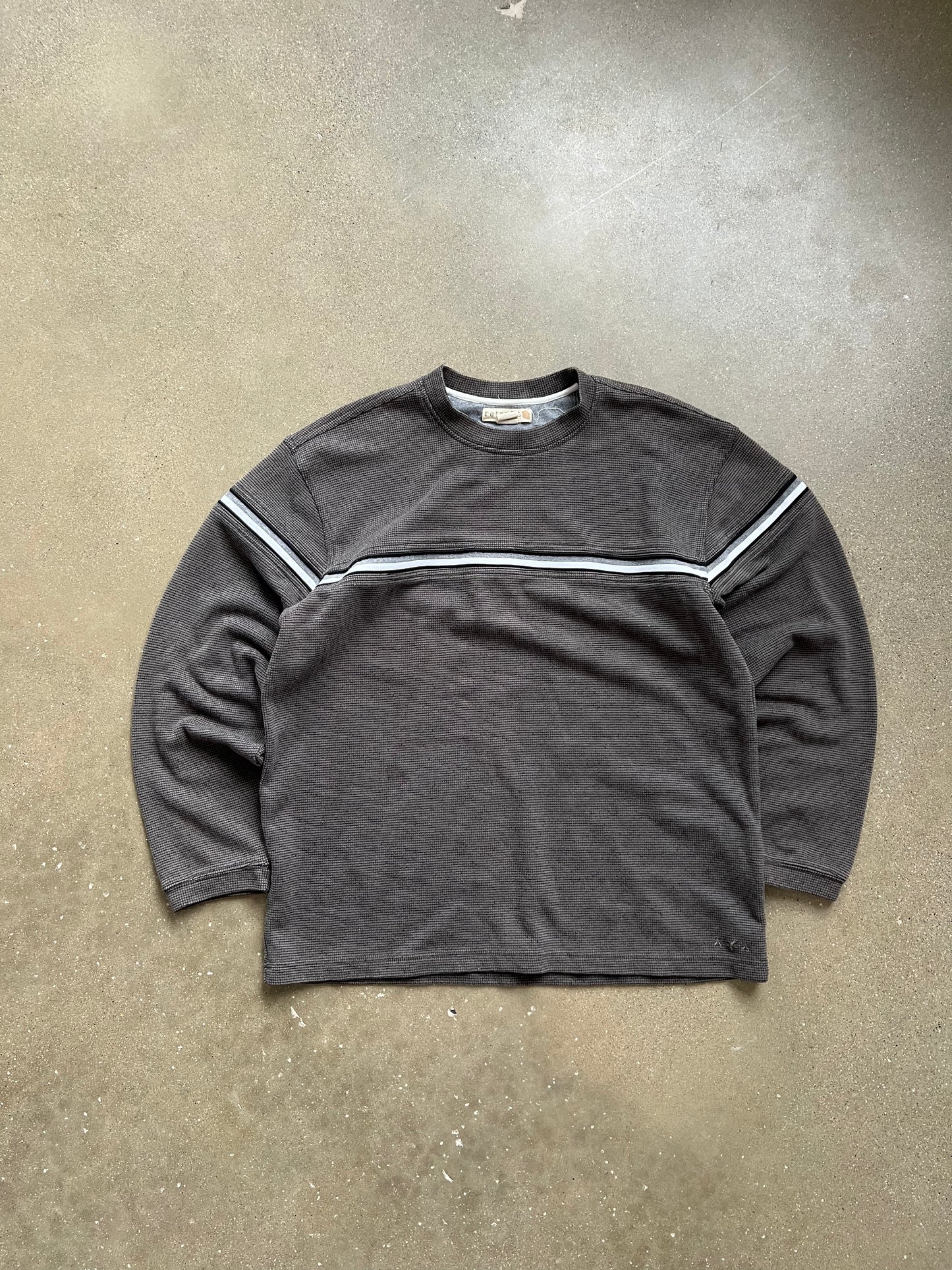 Vintage Black Stripped Y2k Thermal - L