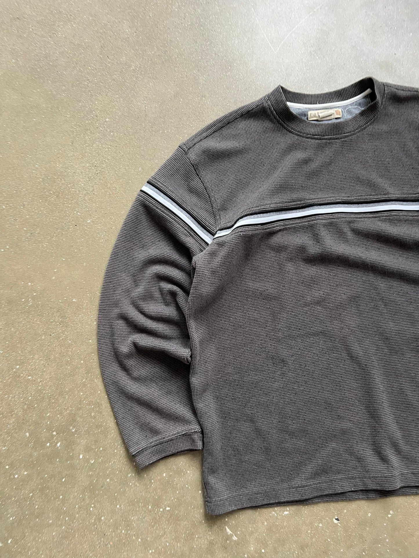 Vintage Black Stripped Y2k Thermal - L