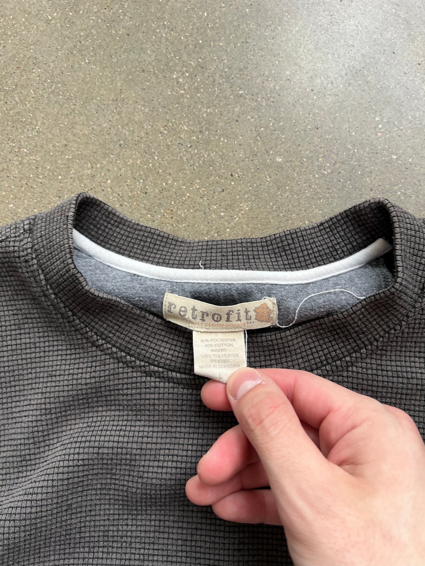 Vintage Black Stripped Y2k Thermal - L