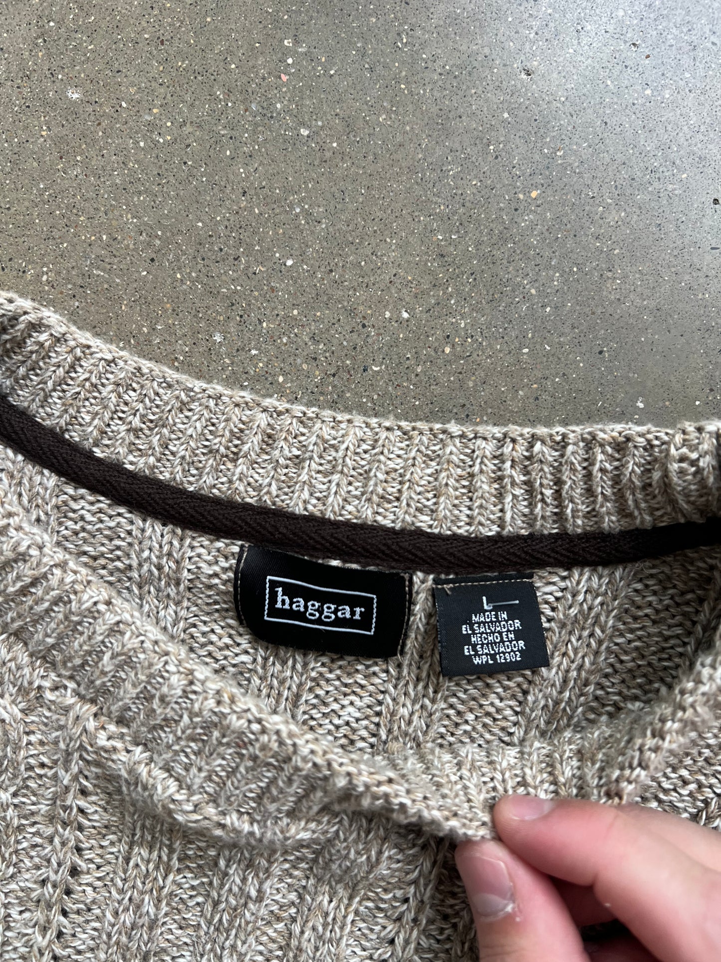 Vintage Cream Haggar Knit Sweater - L