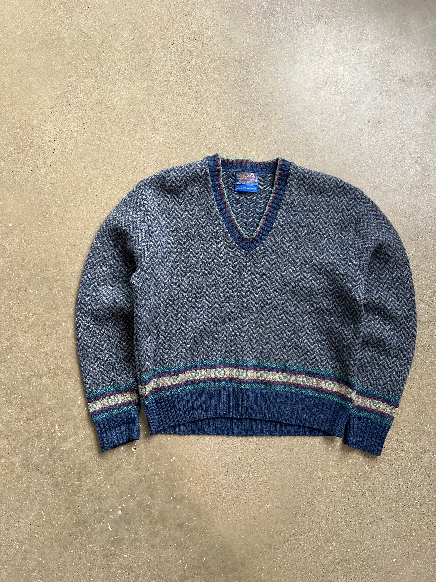 Vintage Blue Pendleton Cable Knit Sweater - M