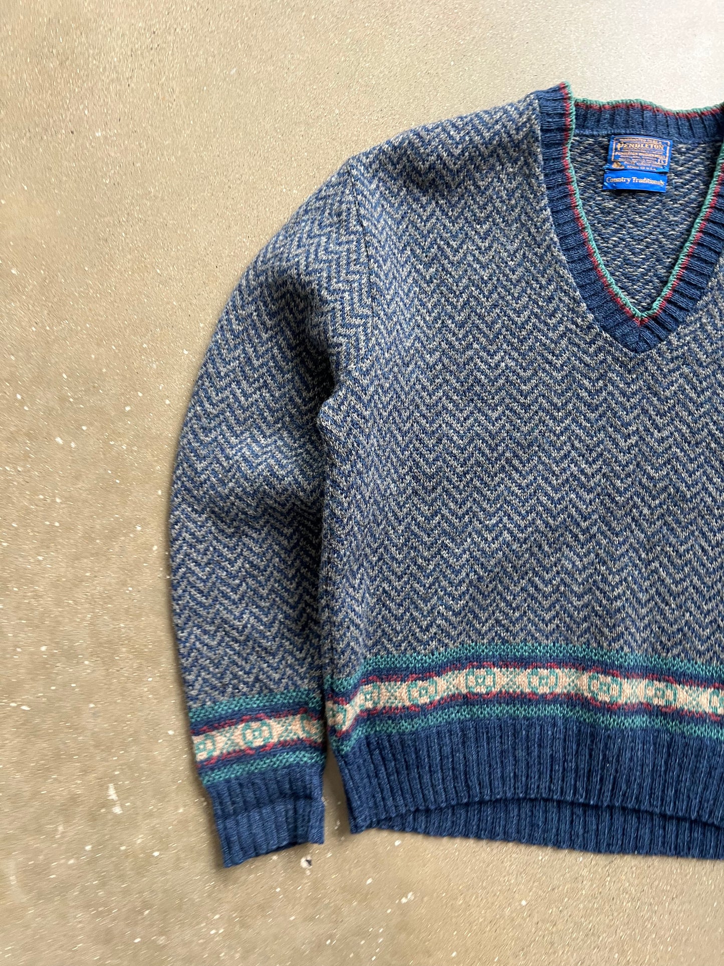 Vintage Blue Pendleton Cable Knit Sweater - M
