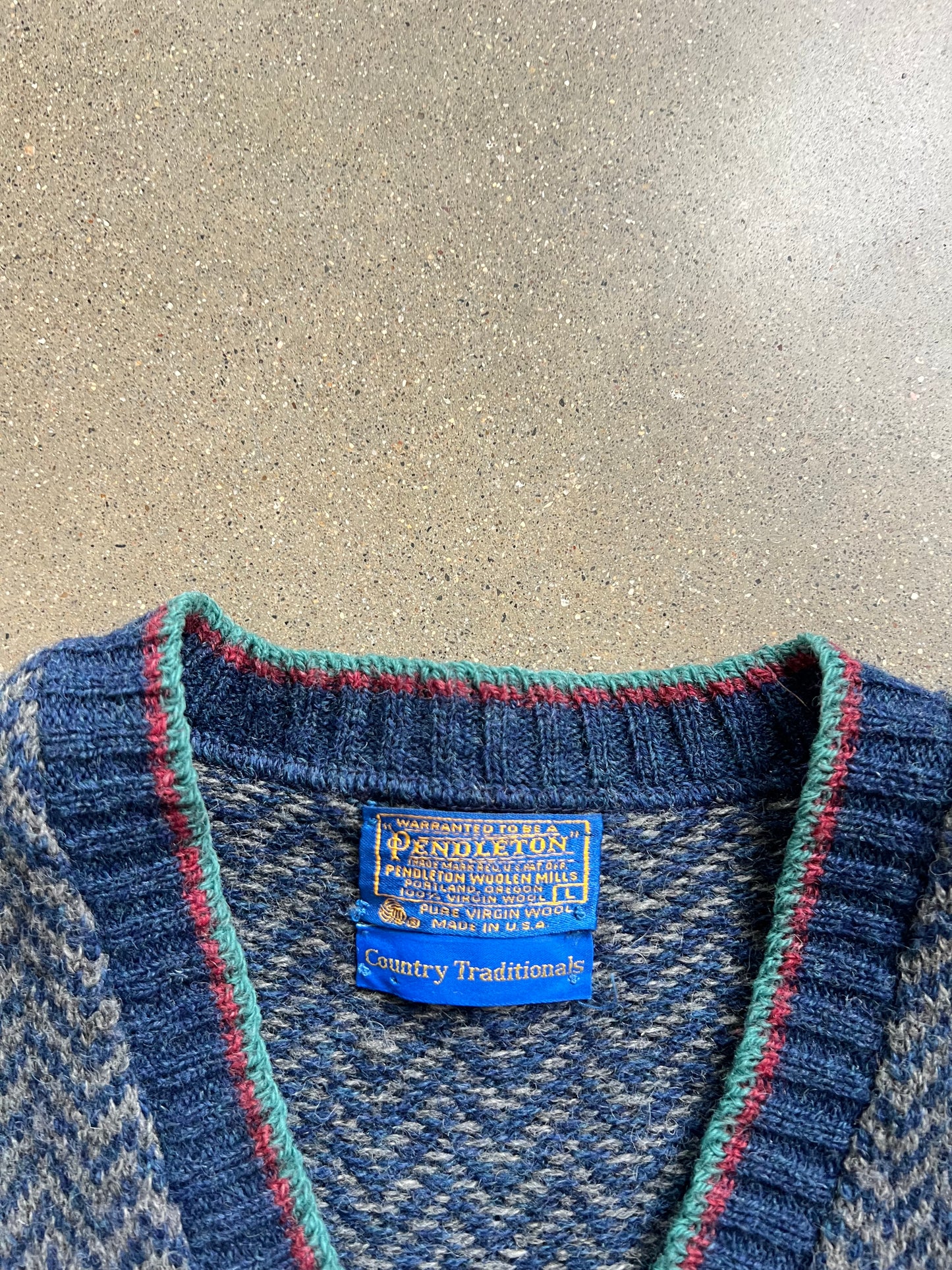 Vintage Blue Pendleton Cable Knit Sweater - M