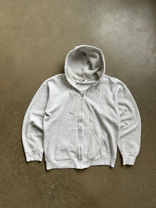 Vintage White Blank Zip Up Hoodie - L