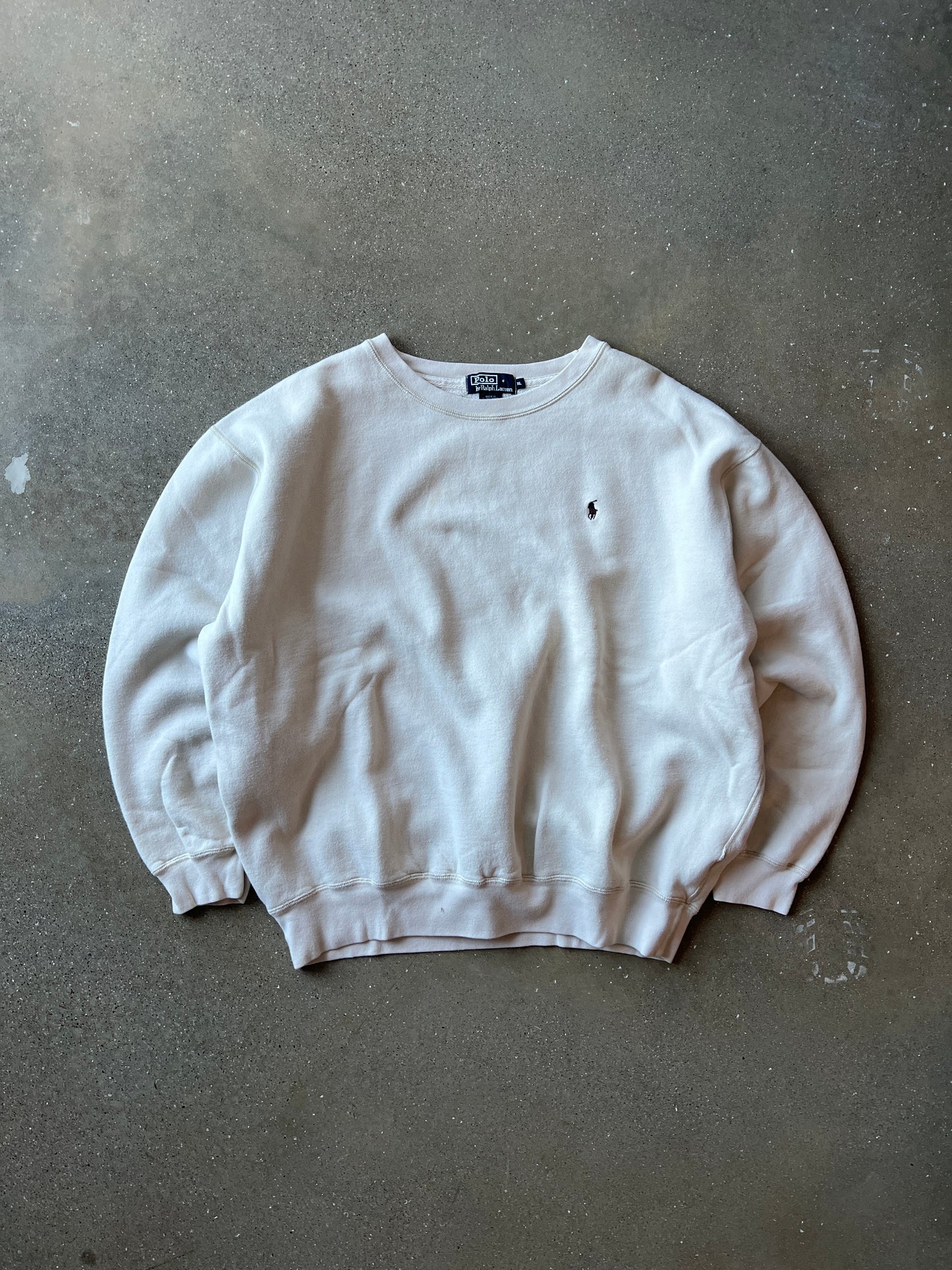 Vintage Cream Polo Ralph Lauren Crew - XL