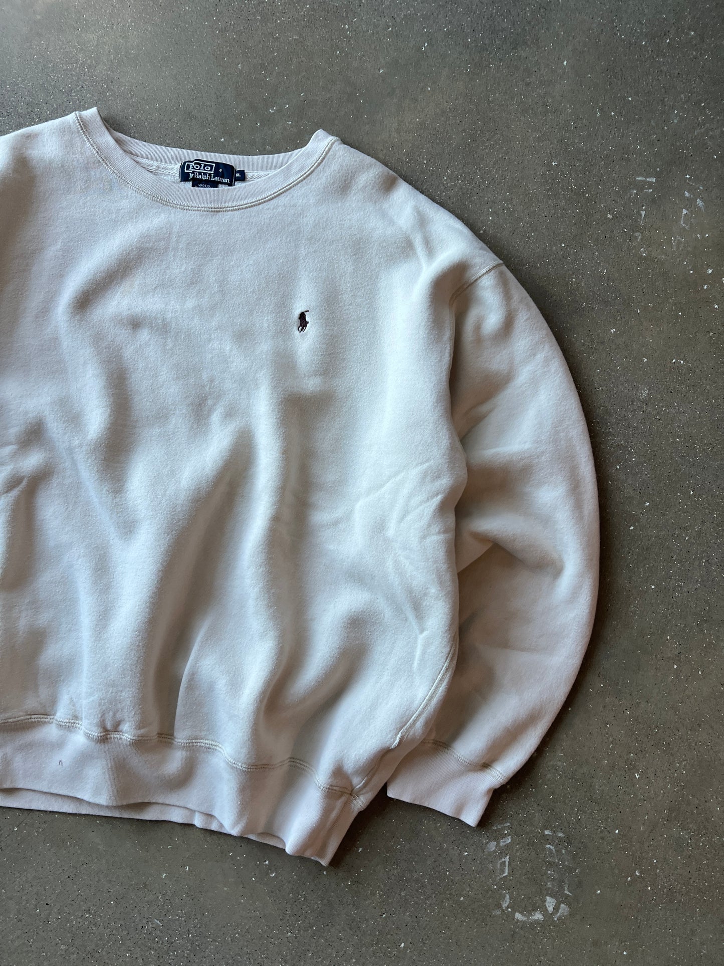 Vintage Cream Polo Ralph Lauren Crew - XL