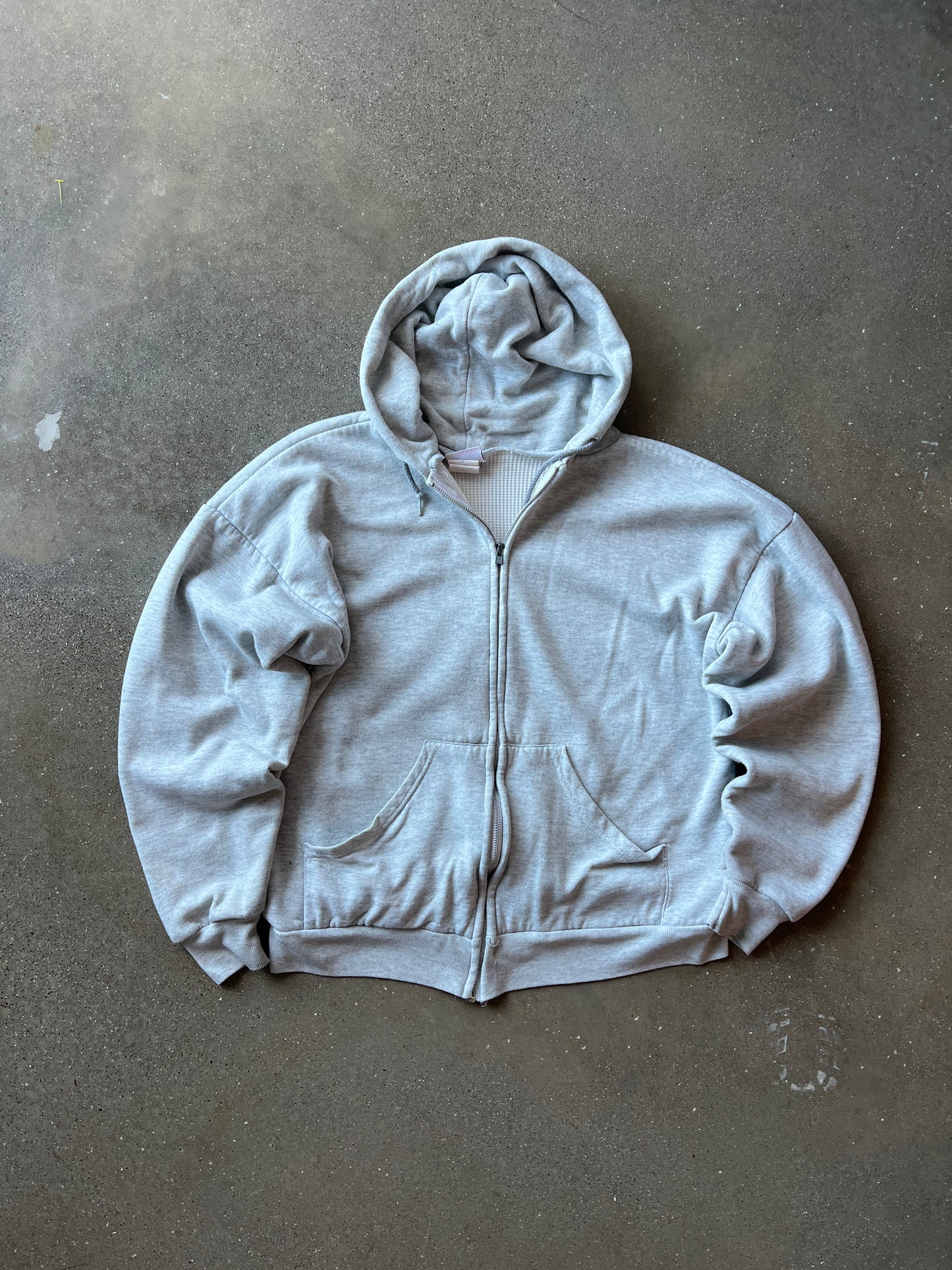 Vintage Pastel White Thermal Lined Hoodie - L