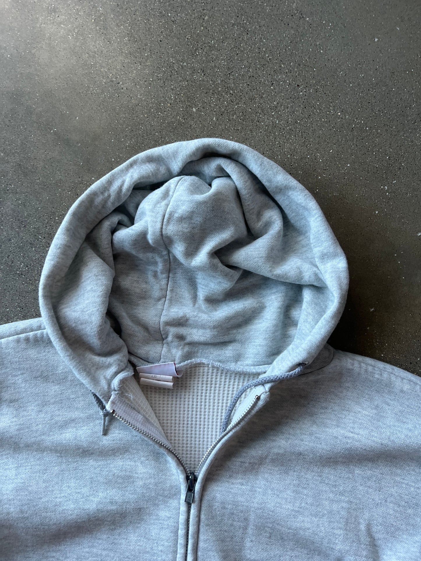 Vintage Pastel White Thermal Lined Hoodie - L