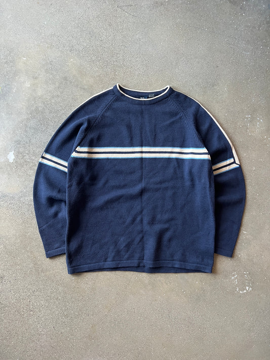 Vintage Navy Blue Stripped Longsleeve Shirt - XL