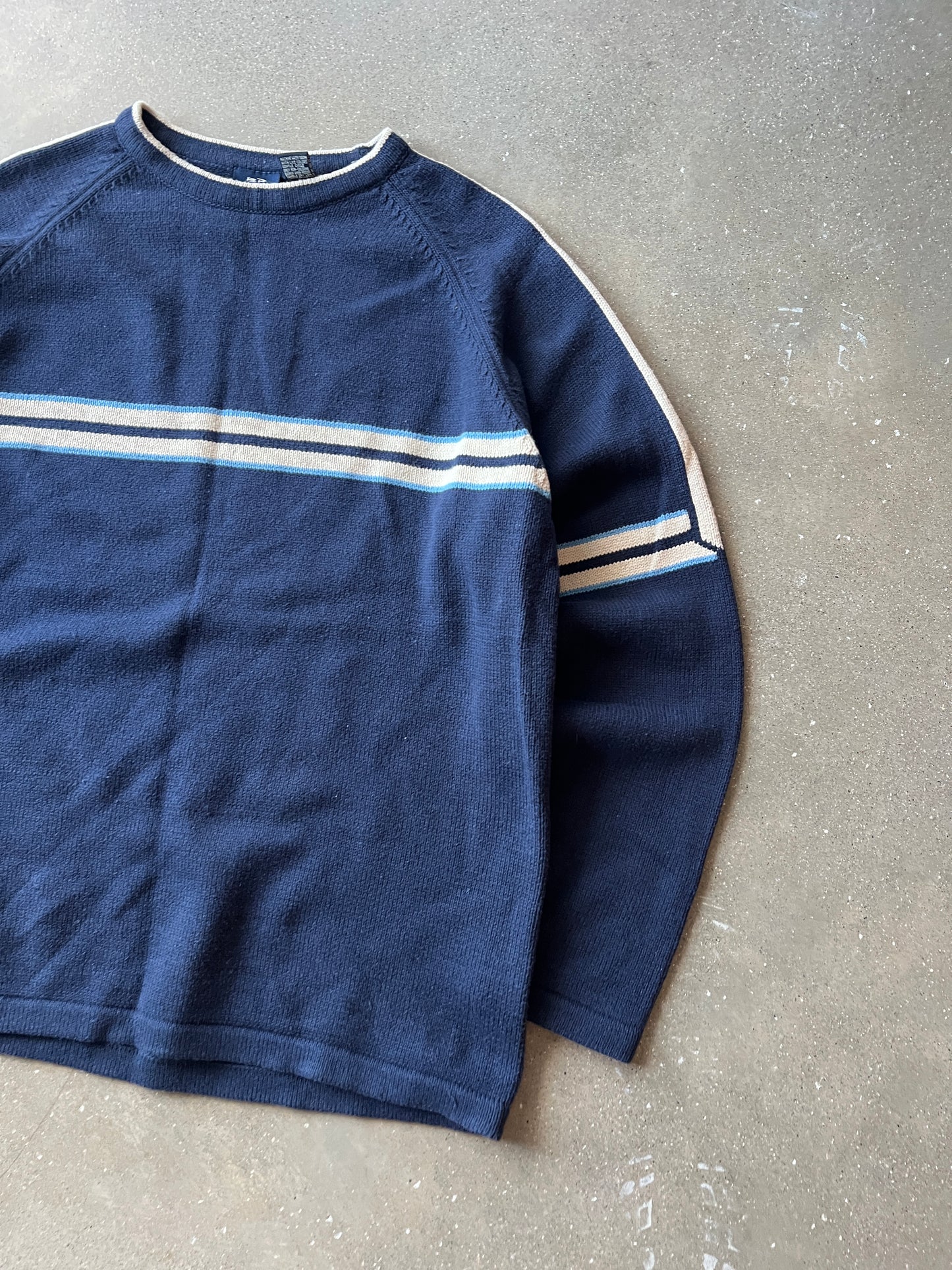 Vintage Navy Blue Stripped Longsleeve Shirt - XL