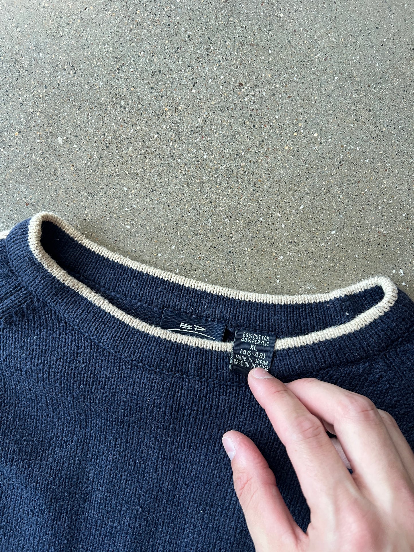 Vintage Navy Blue Stripped Longsleeve Shirt - XL