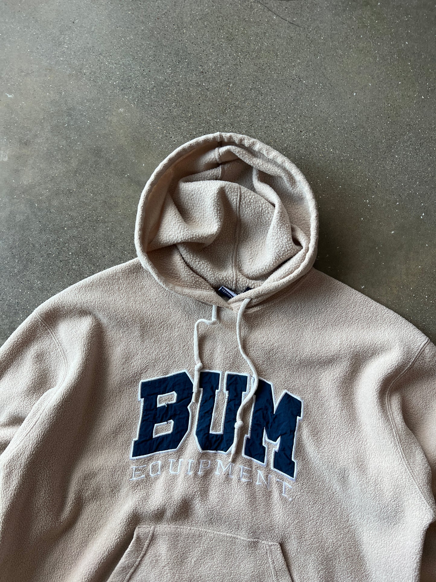 Vintage Cream Bum Equipment Spellout Hoodie - L