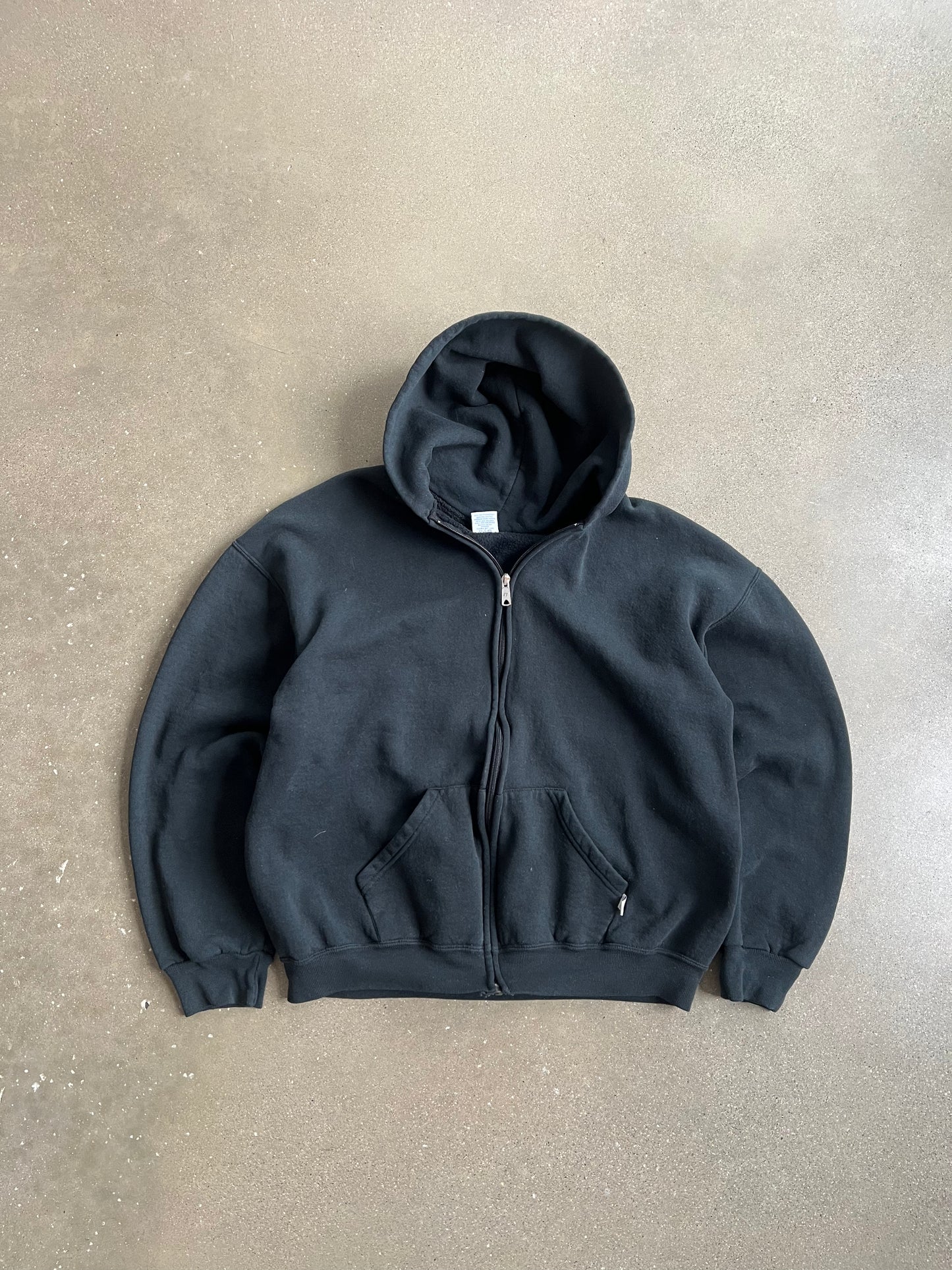 Vintage Black Russell Athletic Zip Up Hoodie - L