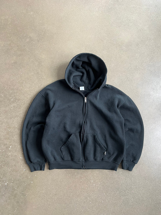 Vintage Black Russell Athletic Zip Up Hoodie - L