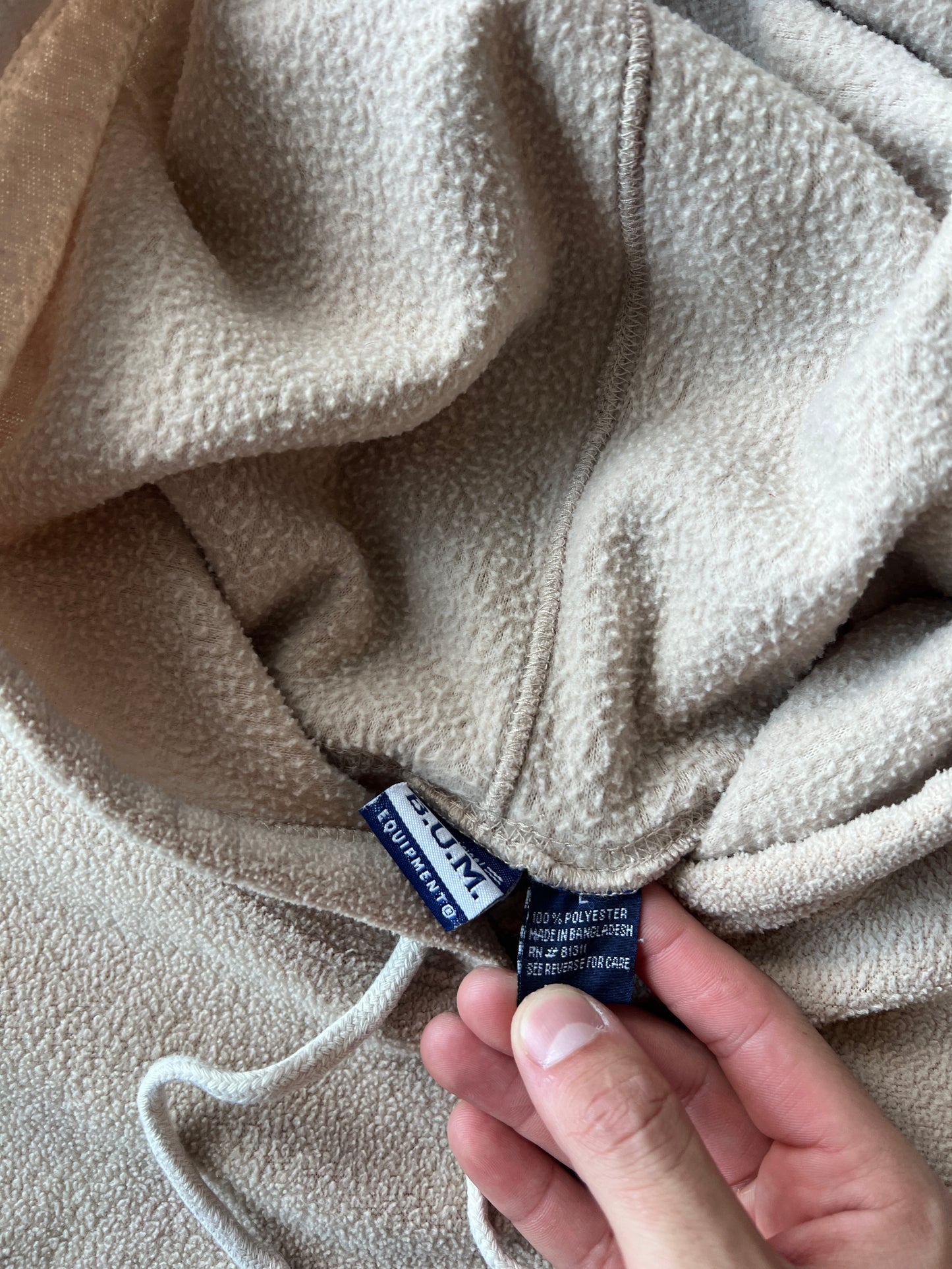 Vintage Cream Bum Equipment Spellout Hoodie - L