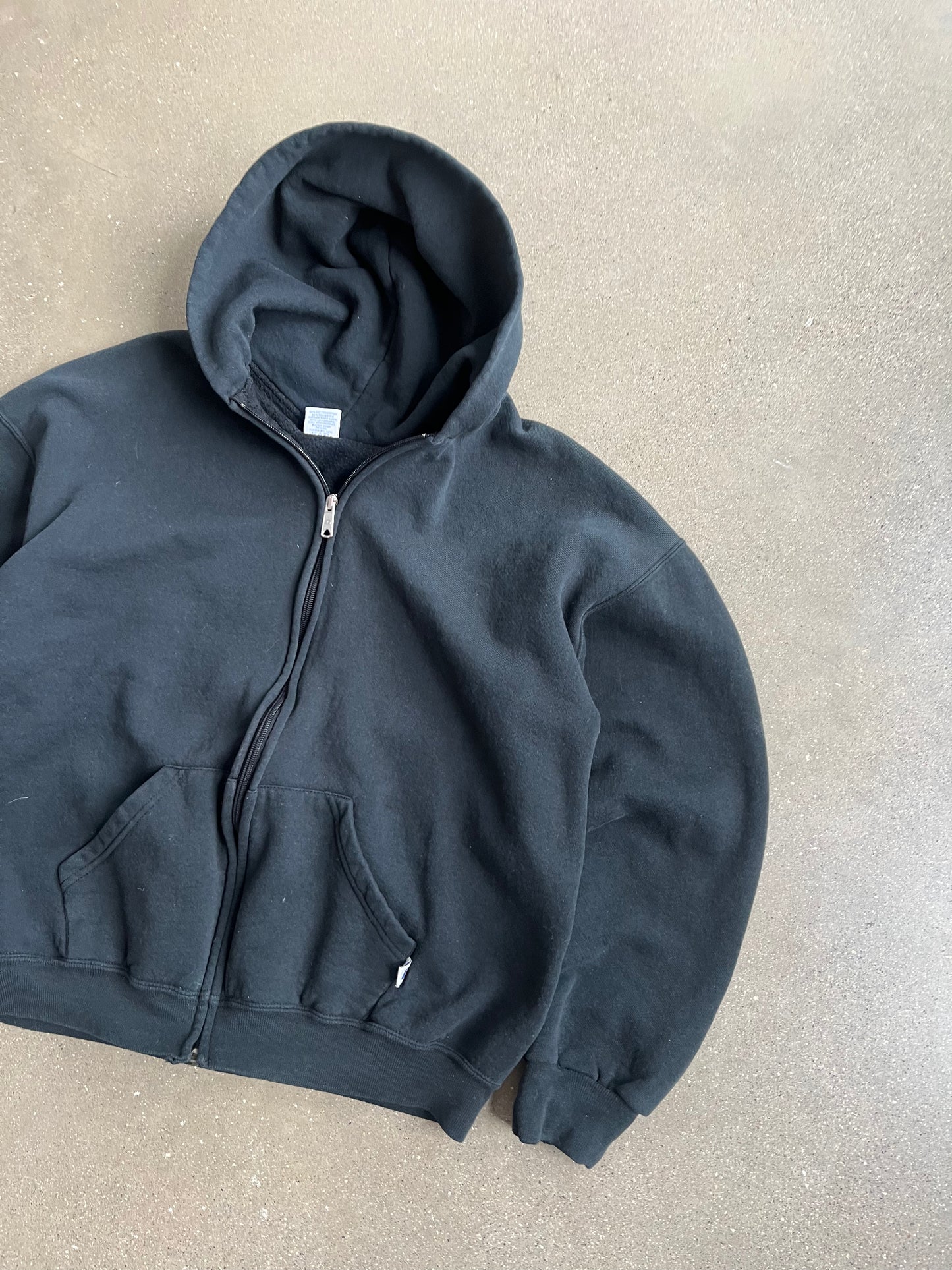 Vintage Black Russell Athletic Zip Up Hoodie - L