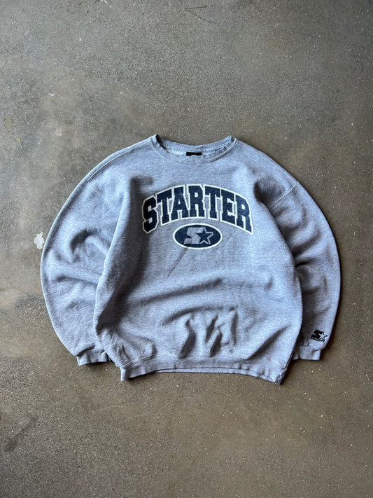 Vintage Faded Grey Starter Spellout Crew - L