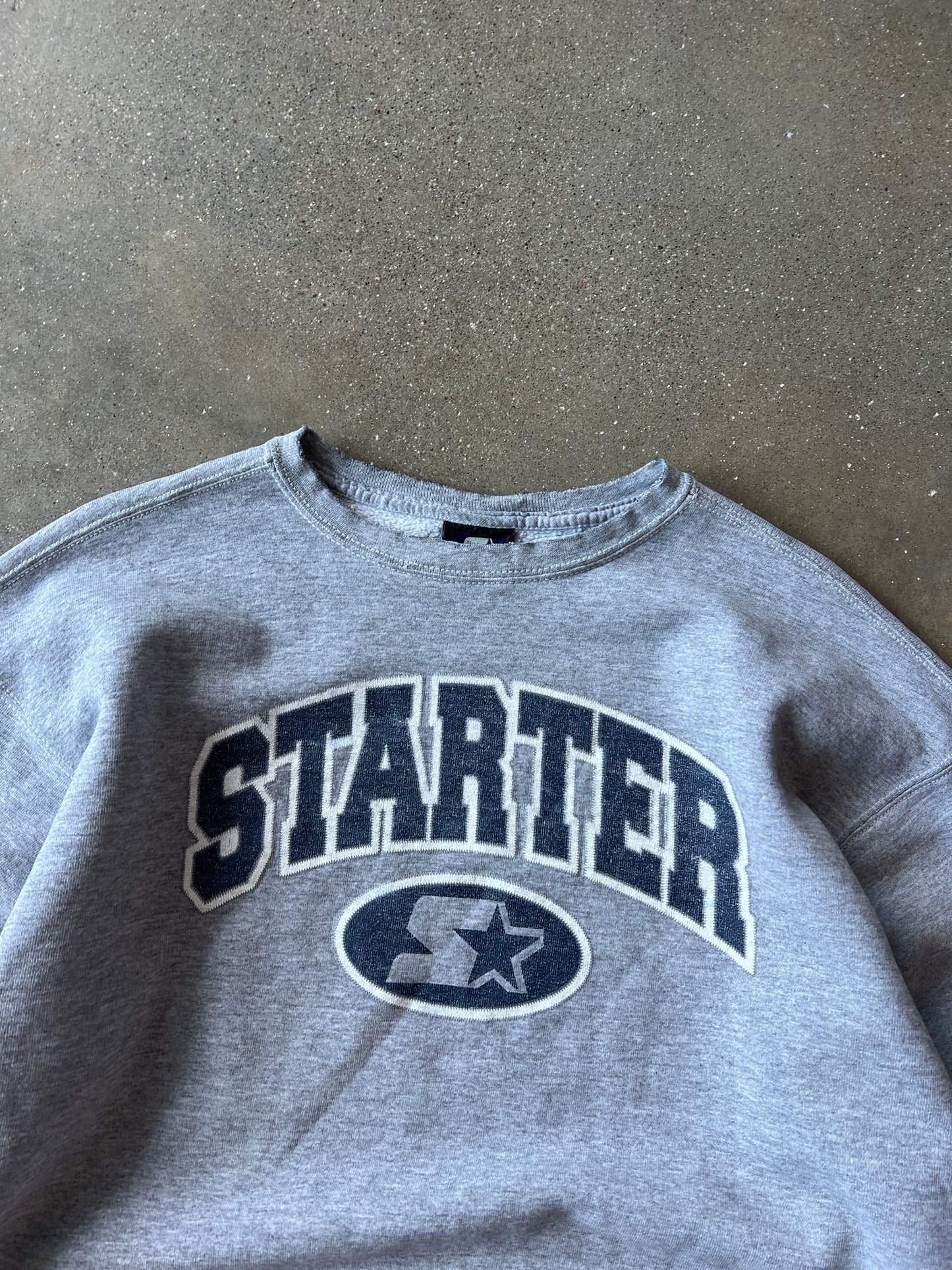 Vintage Faded Grey Starter Spellout Crew - L