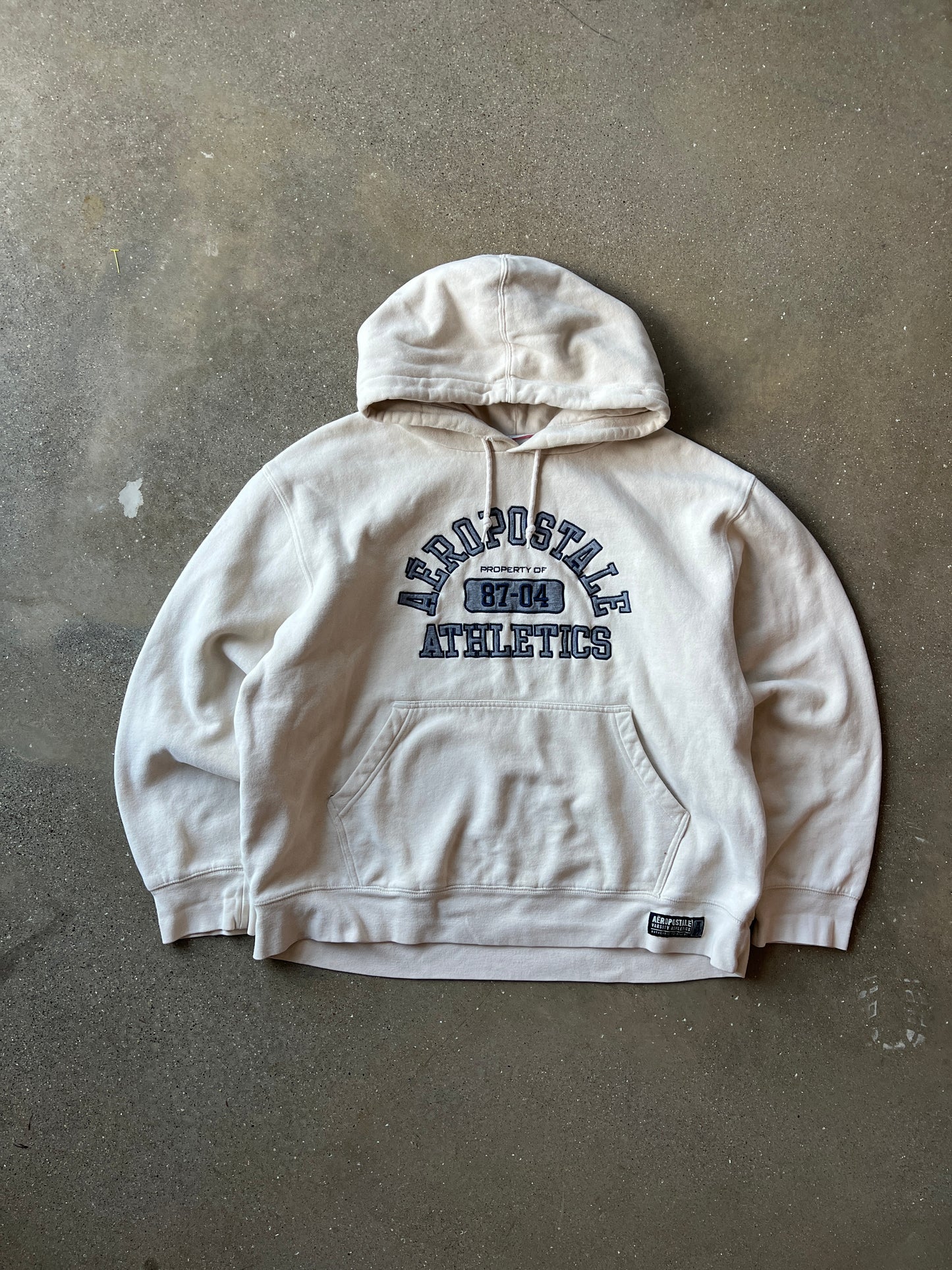 Vintage Cream White Aeropostale Spellout Hoodie - XL