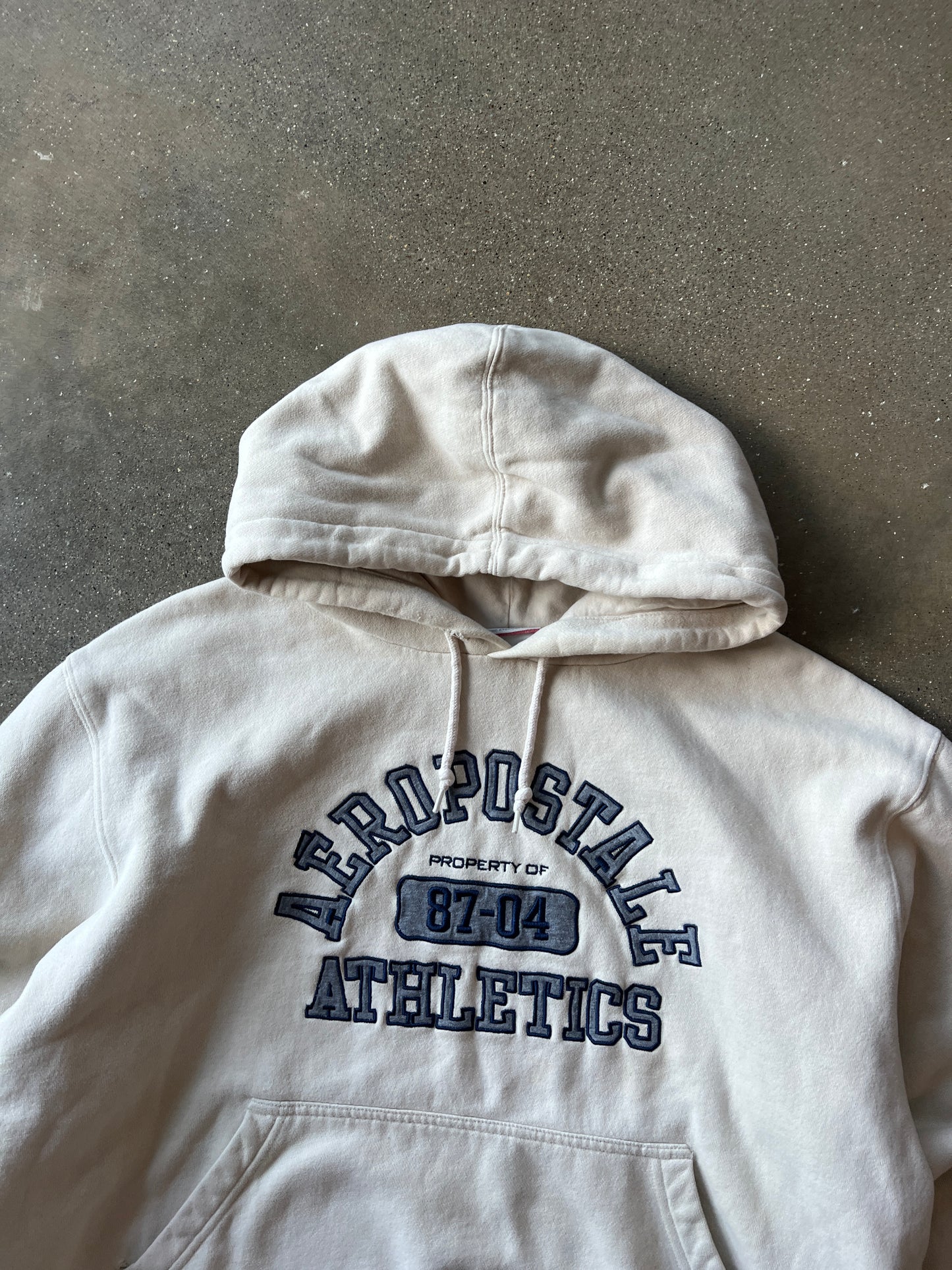 Vintage Cream White Aeropostale Spellout Hoodie - XL