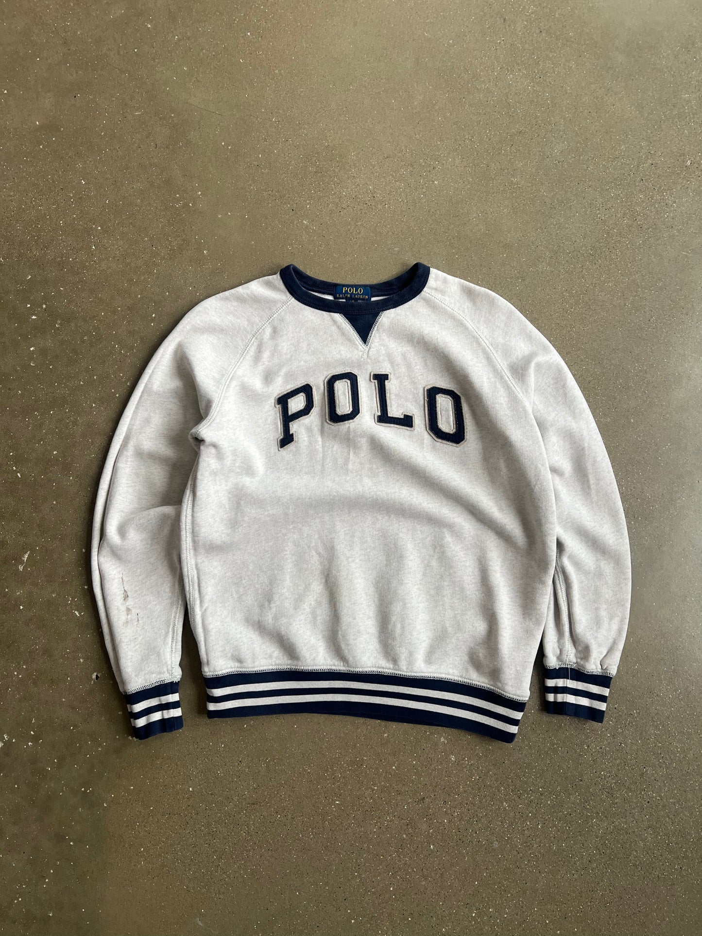 Vintage White Polo Spellout Crew - S