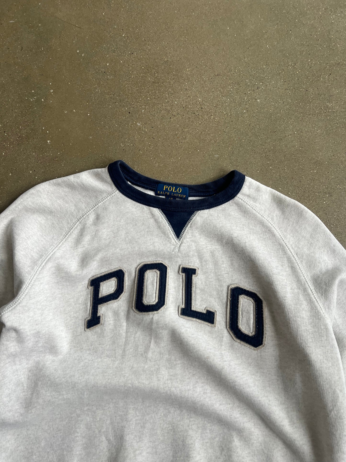 Vintage White Polo Spellout Crew - S