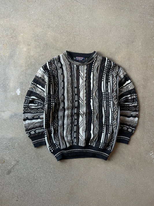 Vintage Brown Tundra Cable Knit Sweater - M