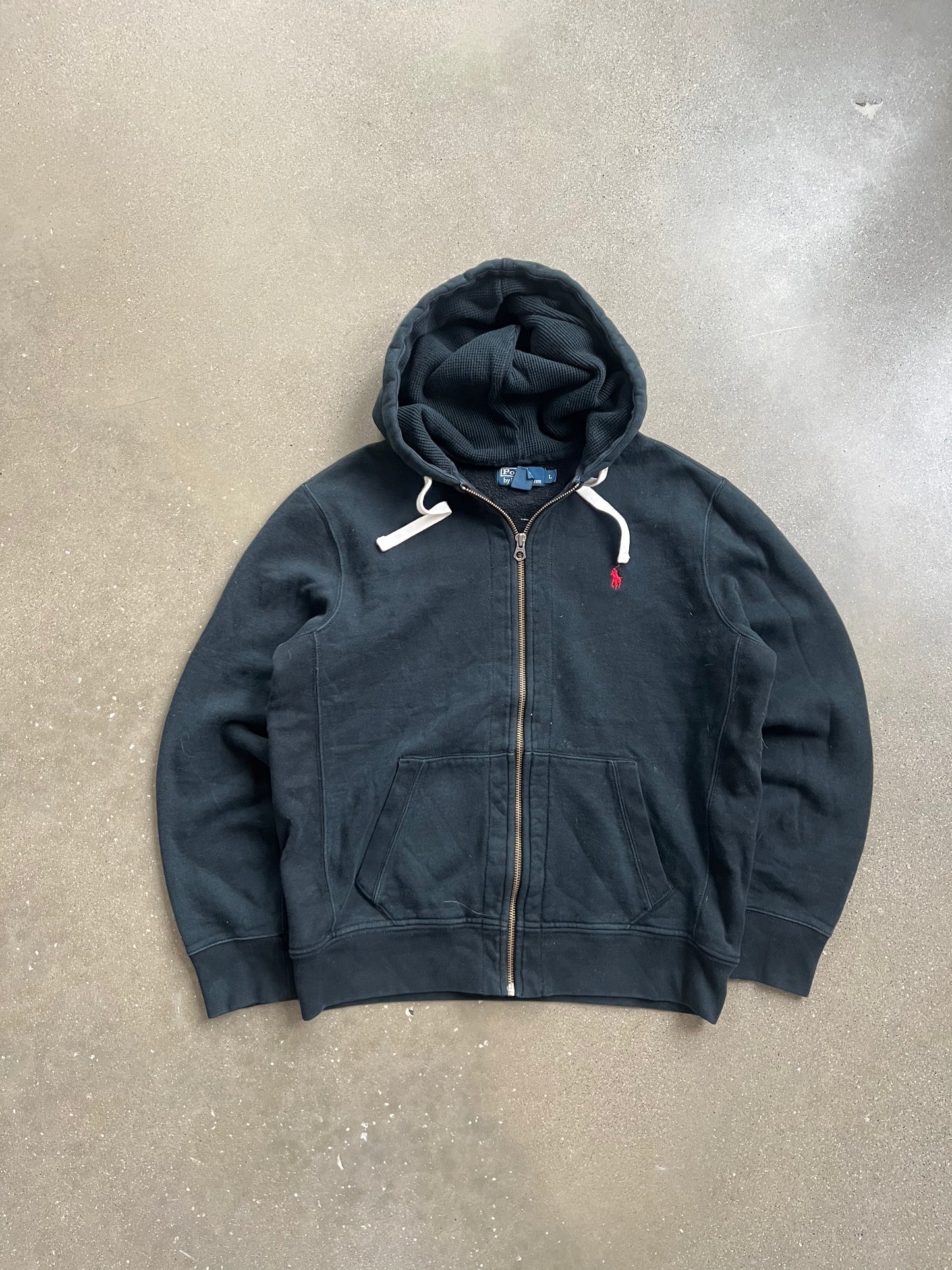 Vintage Black Polo Raulph Lauren Zip Up Hoodie - L