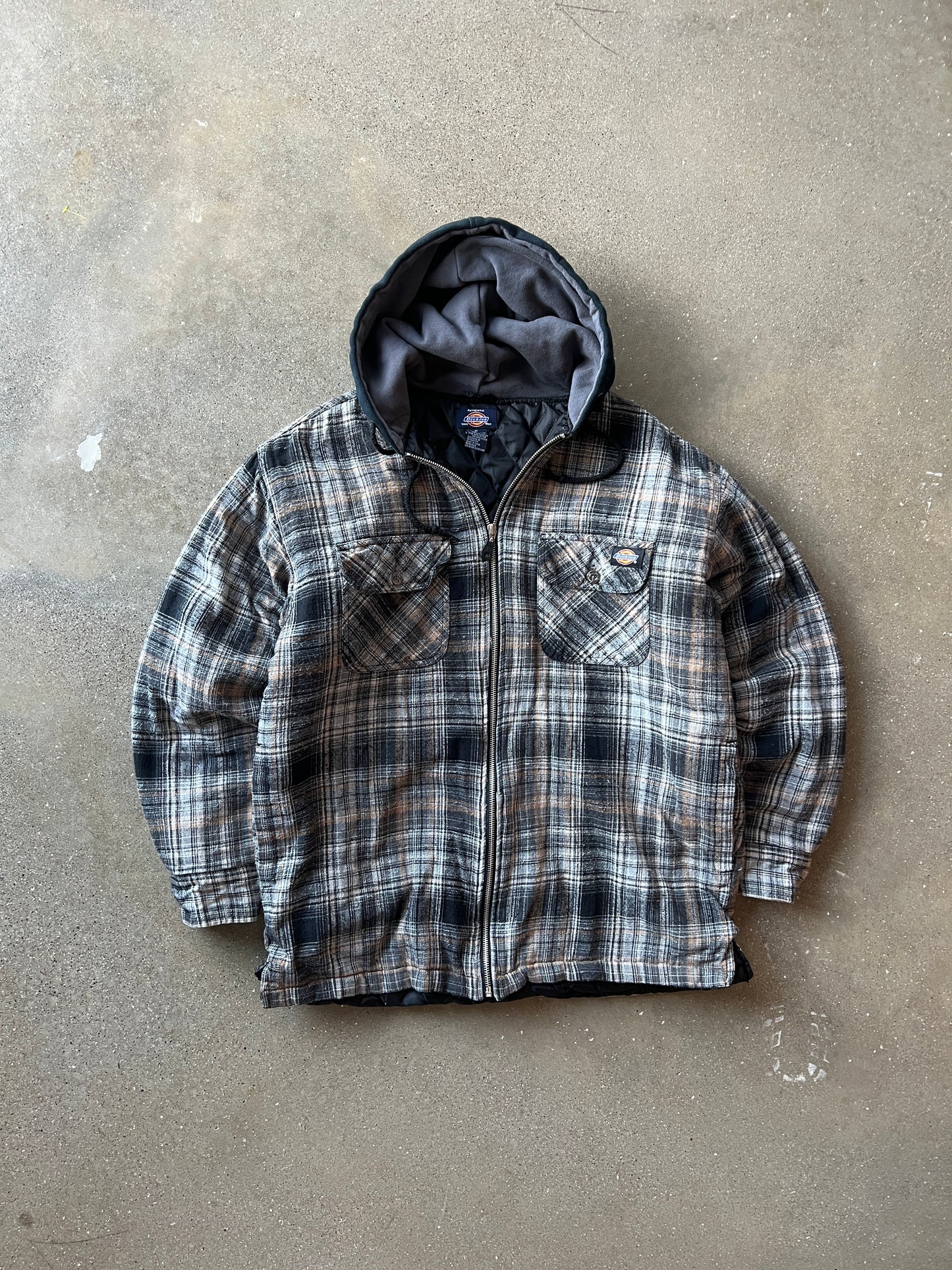 Vintage Brown Dickies Flannel Hoodie - M