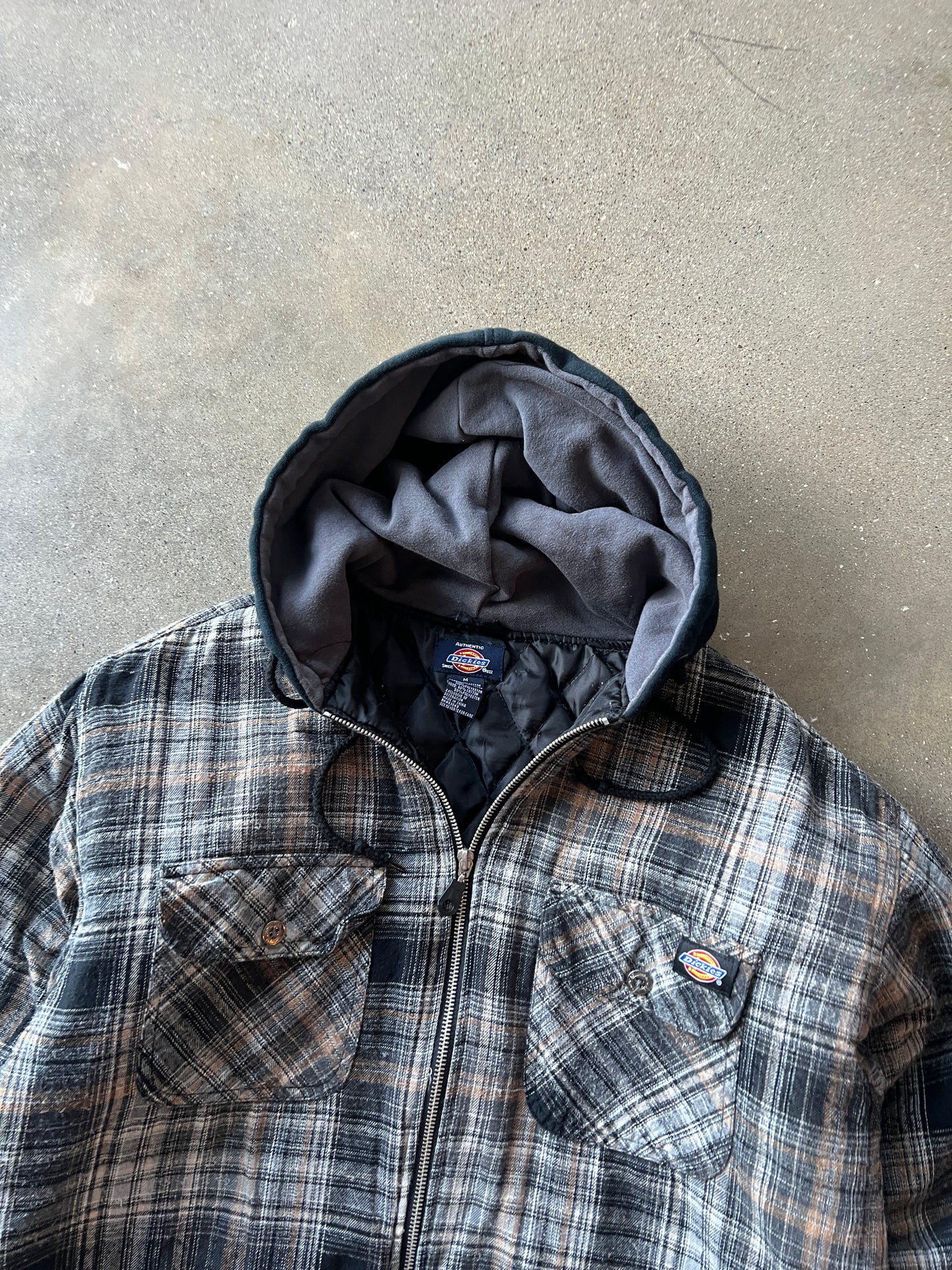 Vintage Brown Dickies Flannel Hoodie - M