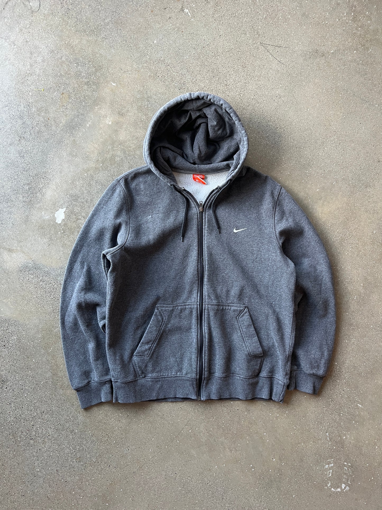 Vintage Grey Nike Swoosh Hoodie - L