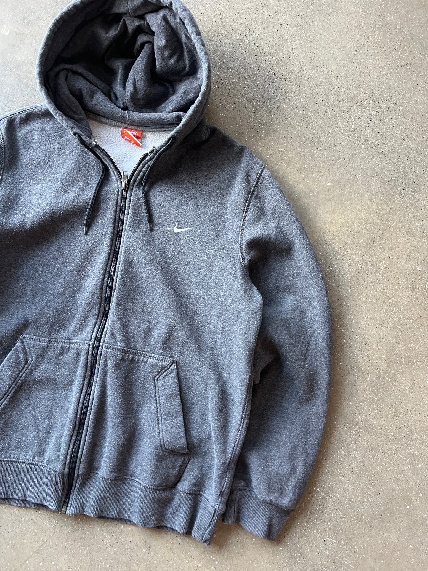 Vintage Grey Nike Swoosh Hoodie - L