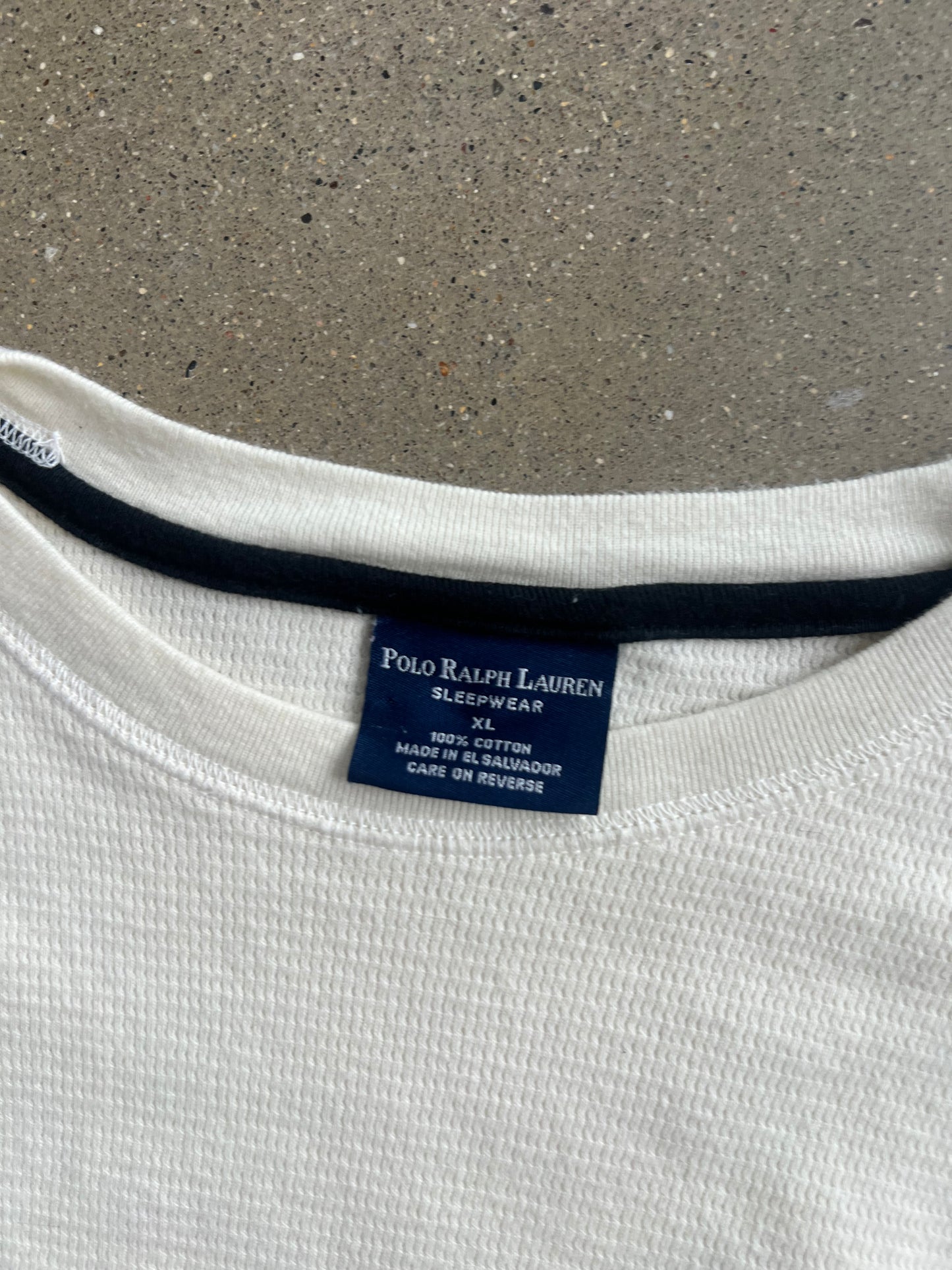 Vintage Cream White Polo Thermal Shirt - XL