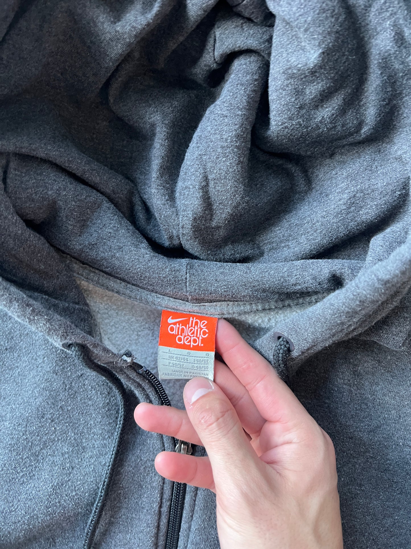 Vintage Grey Nike Swoosh Hoodie - L