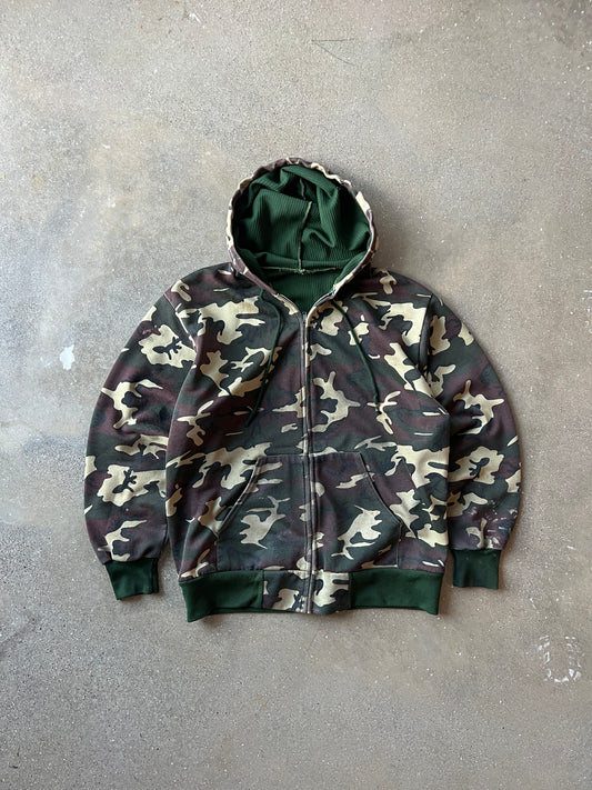 Vintage Woodland Camo Zip Up Jacket - M