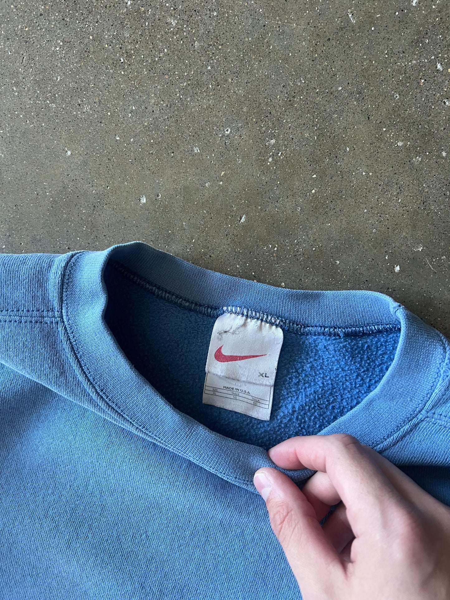 Vintage Sky Blue Nike Swoosh Crew - XL