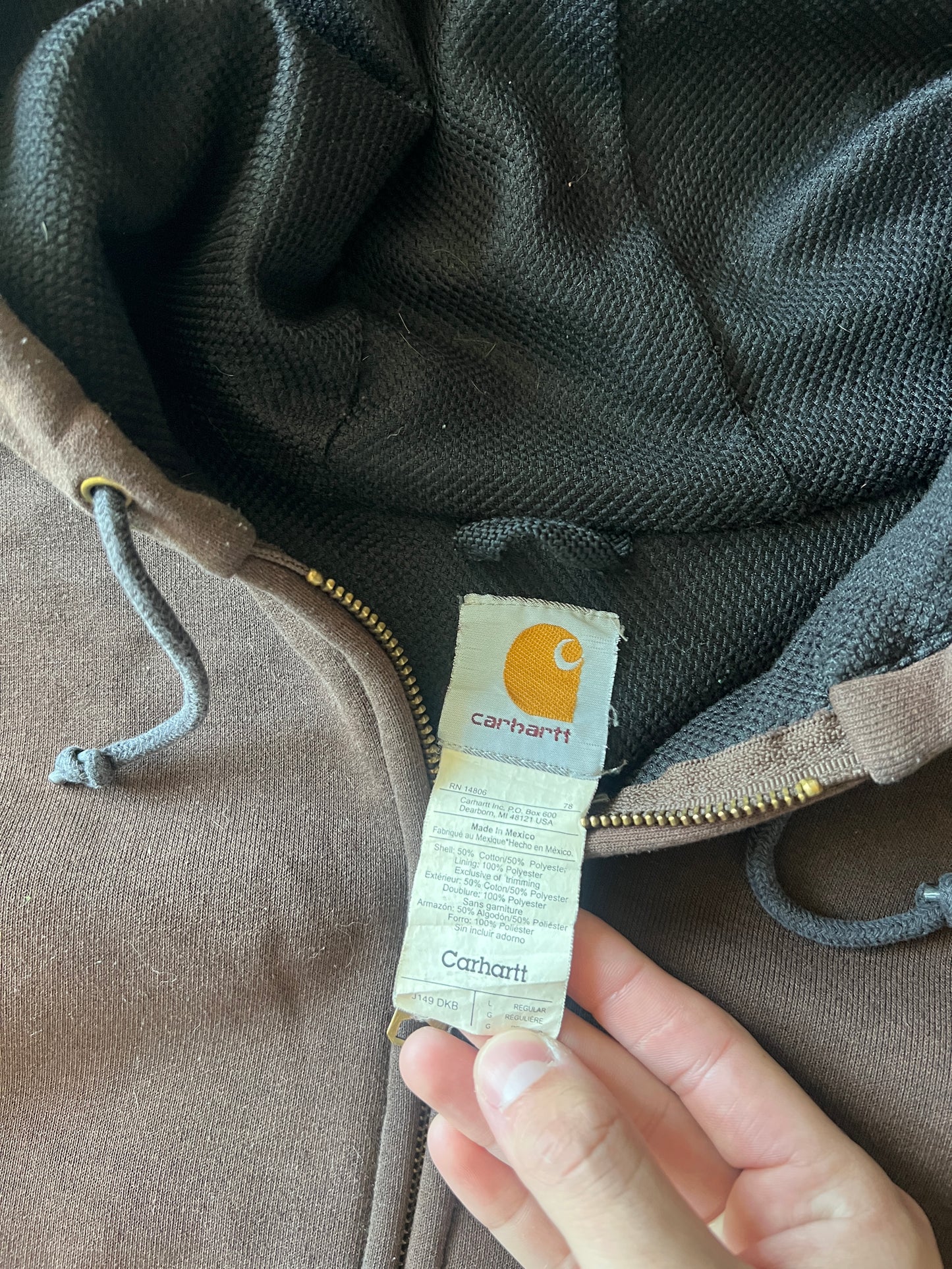 Vintage Faded Brown Carhartt Hoodie - L