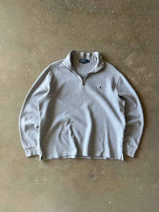 Vintage Grey Polo Zip Up Sweater - M