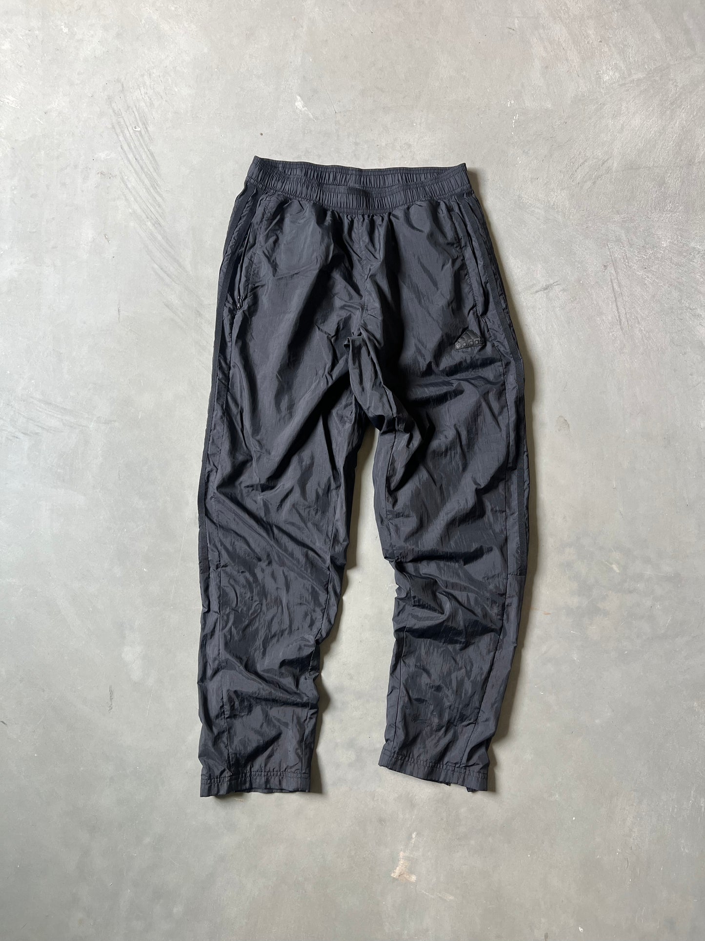 Black adidas stripped track pants - M