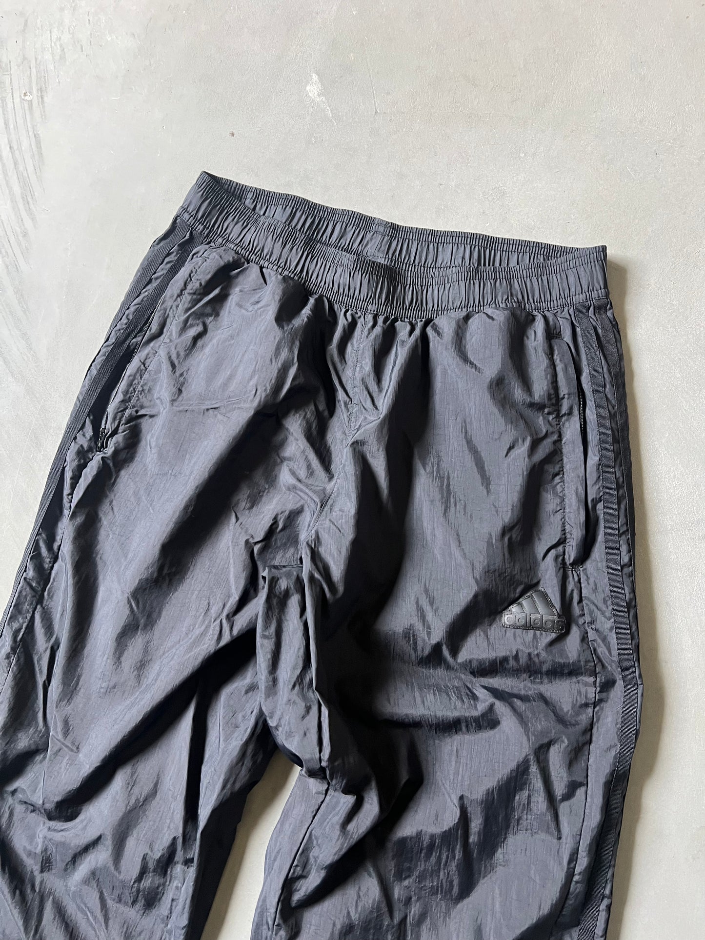 Black adidas stripped track pants - M