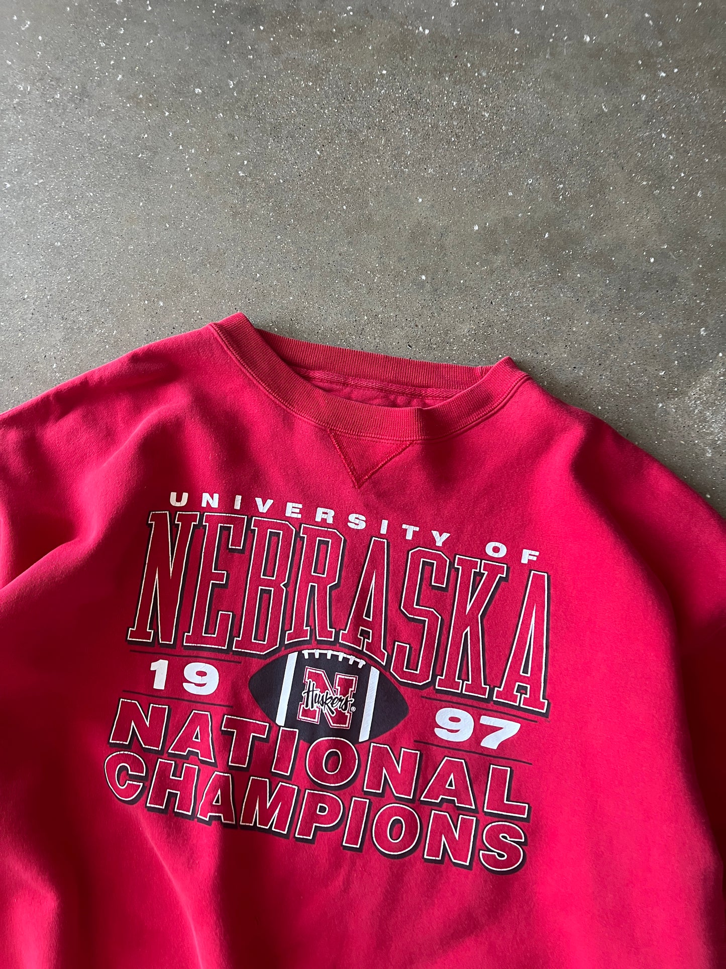 Vintage Cherry Red Nebraska Crew - XXL