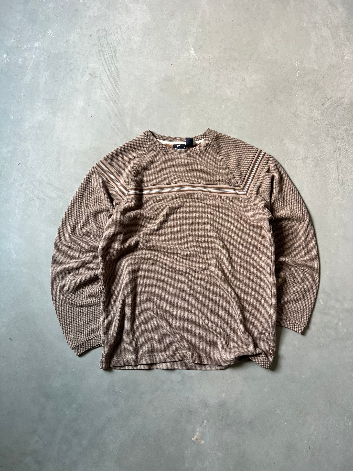 Vintage Mocha Brown Stripped Crewneck - M