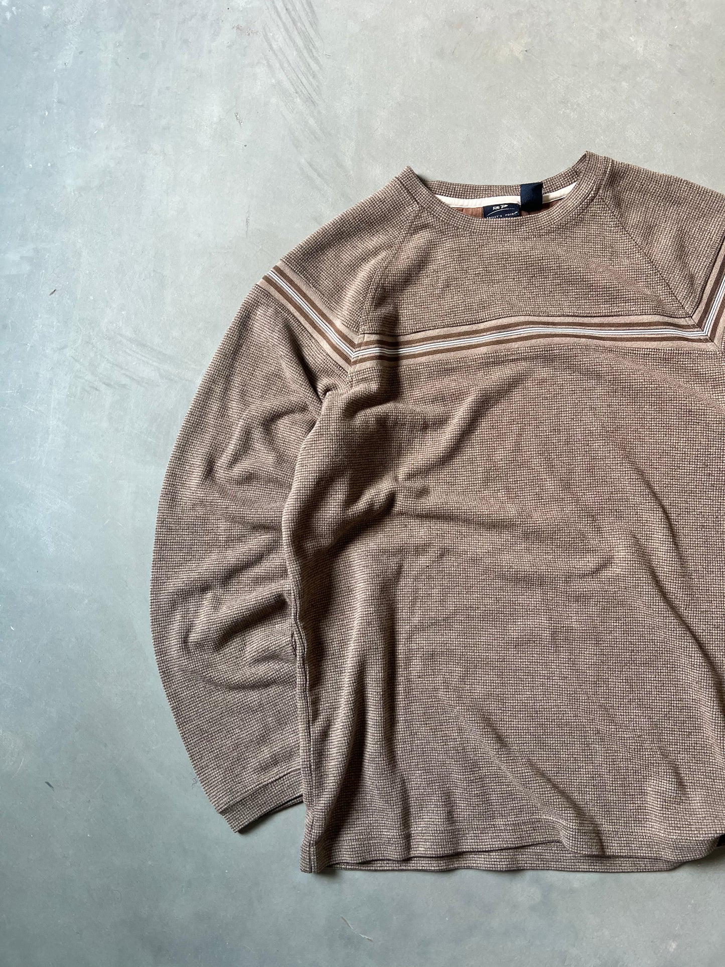 Vintage Mocha Brown Stripped Crewneck - M