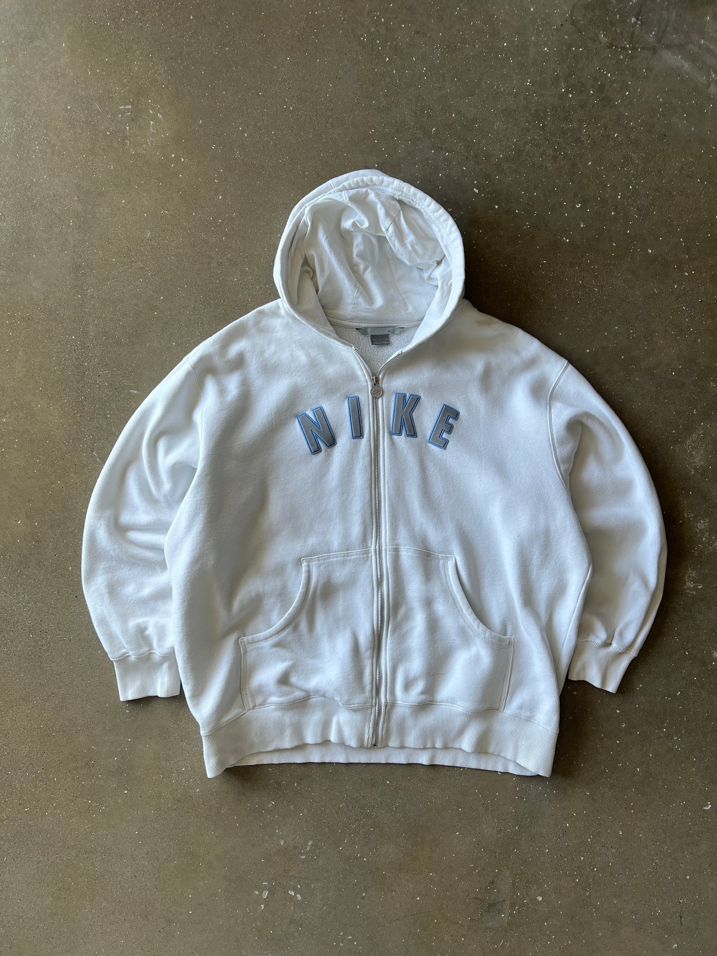 Vintage White Nike Spellout Hoodie - XL